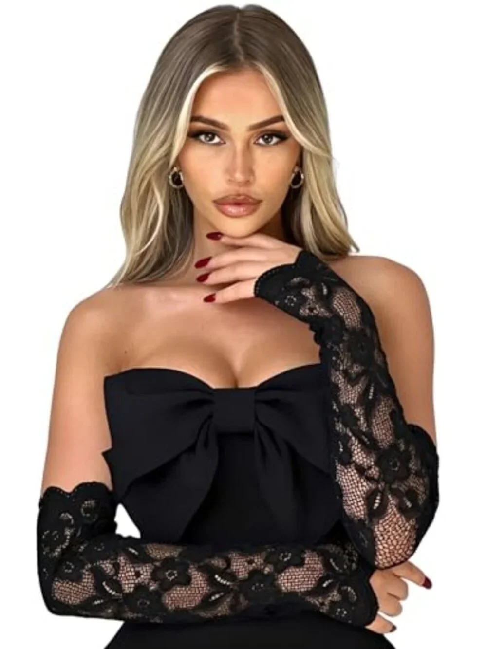Elegant Floral Lace Gloves Fingerless Bridal Arm Sleeves